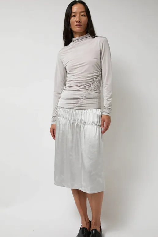 No.6 Store Light Jersey Slim Shirring Top in Silver