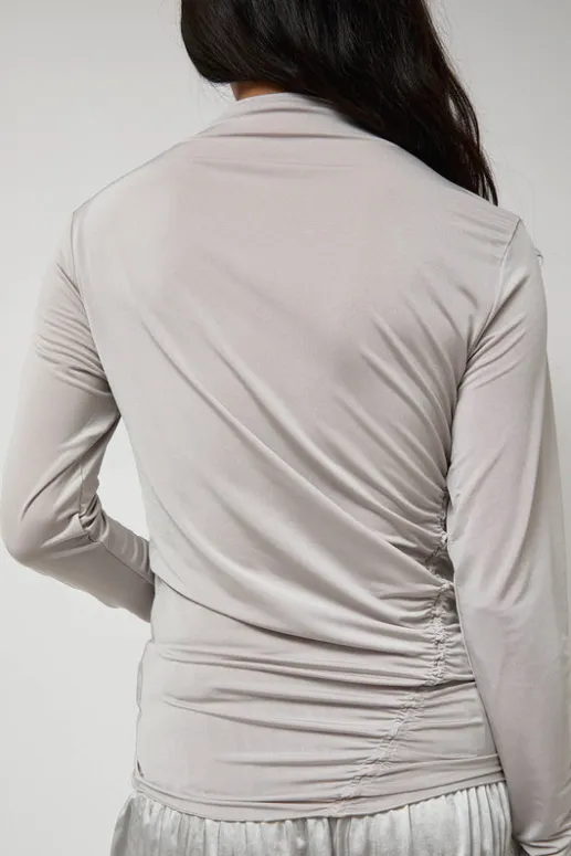No.6 Store Light Jersey Slim Shirring Top in Silver