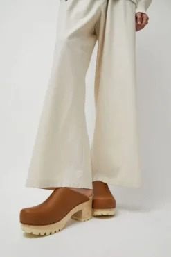 No.6 Store Liza Clog on Mid Tread in Palomino with Ink Aviator Shearling