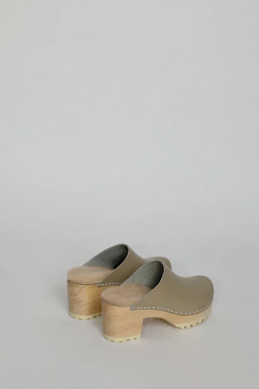 No.6 Store Liza Clog on Mid Tread in Clay with Bone Shearling