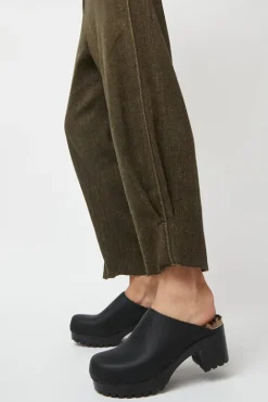 No.6 Store Liza Clog on Mid Tread in Black with Zebra Shearling on Black Base