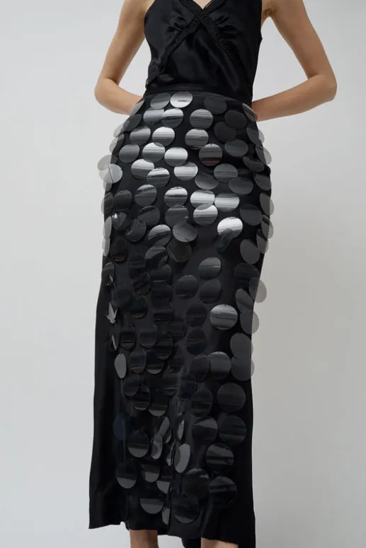 No.6 Store Long Sequin Skirt in Black