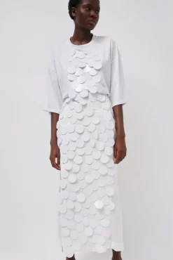 No.6 Store Long Sequin Skirt in White