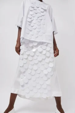 No.6 Store Long Sequin Skirt in White