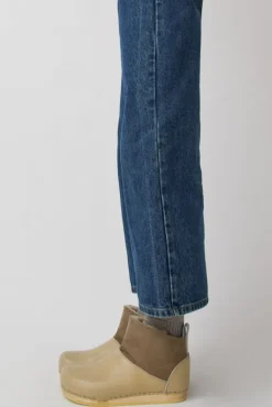 No.6 Store Low Shearling Clog Boot on Flat Bendable Base in Clay