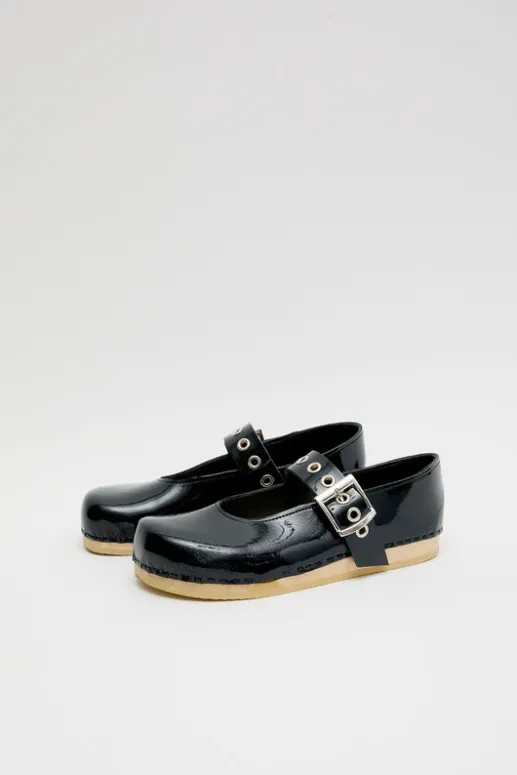 No.6 Store Maryjane Clog on Flat Bendable Base in Navy Patent