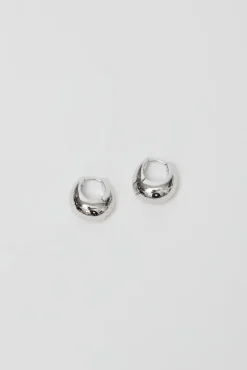 No.6 Store Medium Volume Waterdrop One Touch Earrings in Silver