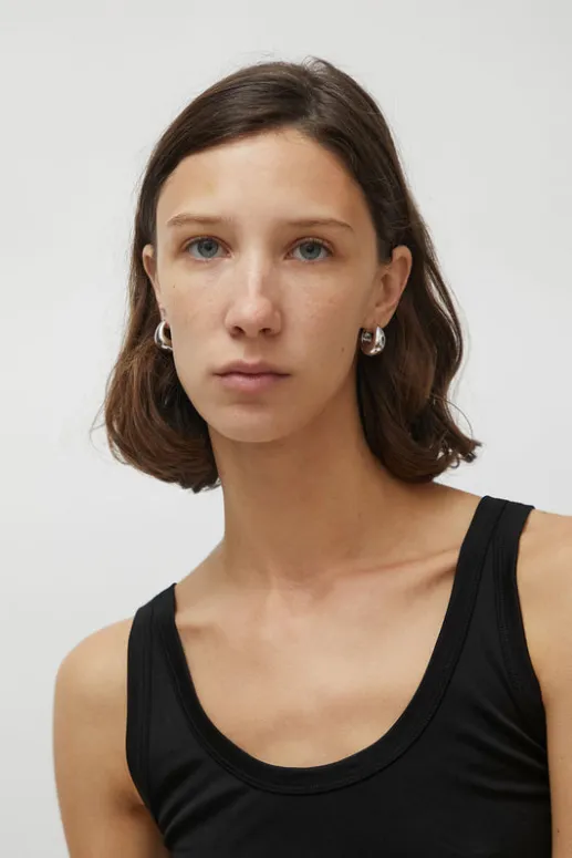 No.6 Store Medium Volume Waterdrop One Touch Earrings in Silver
