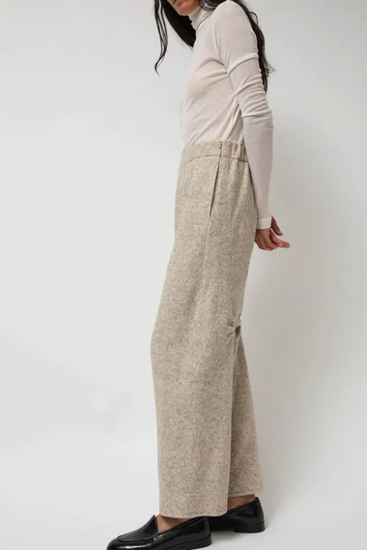 No.6 Store Melange Wool Blend Curve Pants in Ivory