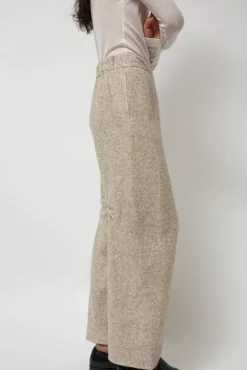 No.6 Store Melange Wool Blend Curve Pants in Ivory