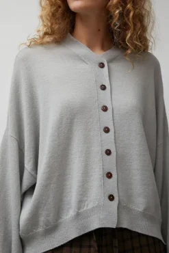 No.6 Store Merino Wool Cardigan in Pearl Grey