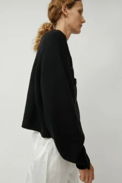 No.6 Store Merino Wool Stitched Cardigan in Black