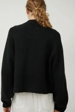 No.6 Store Merino Wool Stitched Cardigan in Black