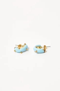 No.6 Store Mini Moon Earrings Set in Pale Blue