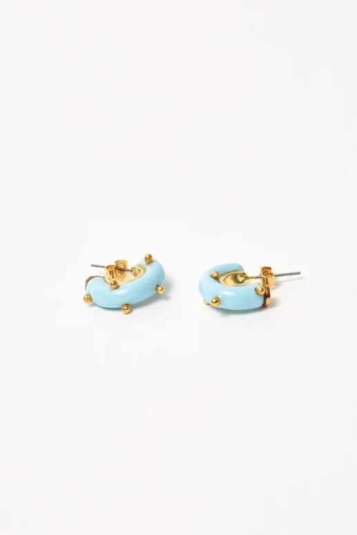 No.6 Store Mini Moon Earrings Set in Pale Blue