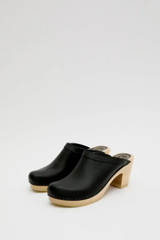 No.6 Store Old School Clog on High Heel in Black