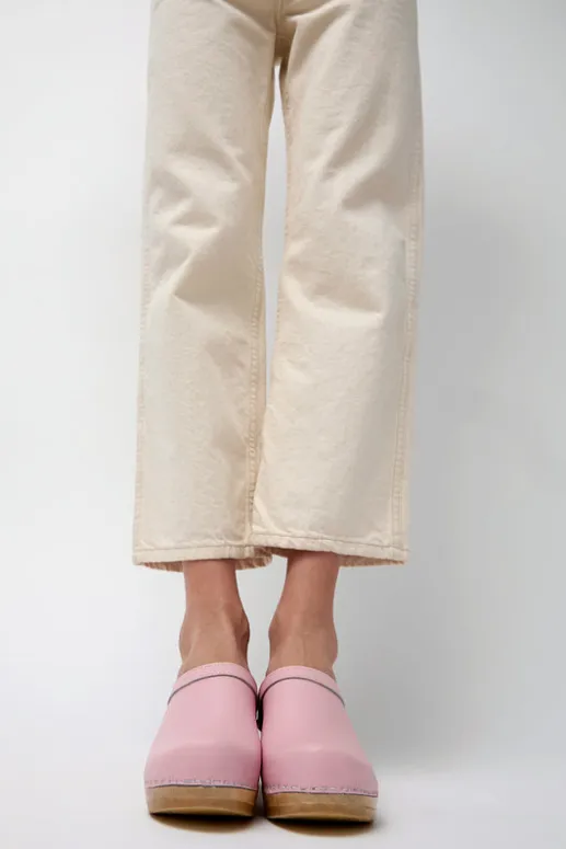 No.6 Store Old School Clog on Mid Heel in Light Pink
