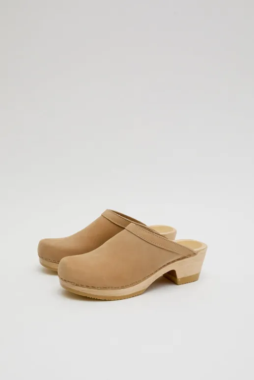 No.6 Store Old School Clog on Mid Heel in Bone