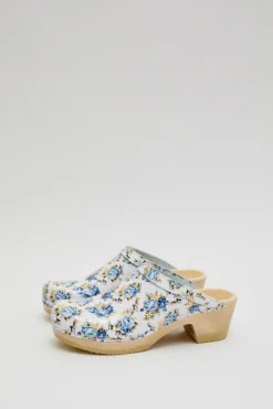 No.6 Store Old School Clog on Mid Heel in Blue Rose Patent