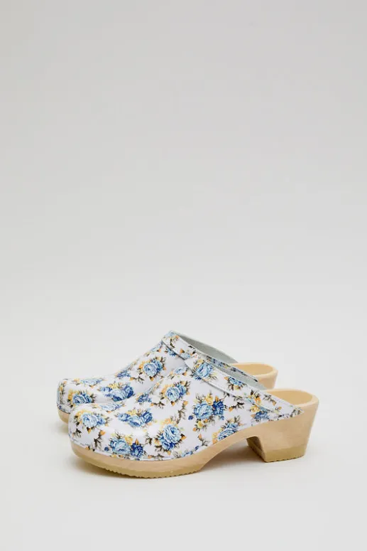 No.6 Store Old School Clog on Mid Heel in Blue Rose Patent