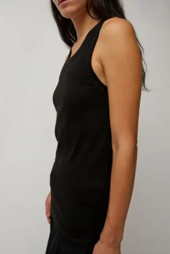 No.6 Store Organic Cotton Soft Rib Singlet in Black