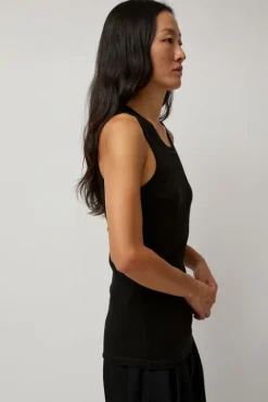 No.6 Store Organic Cotton Soft Rib Singlet in Black