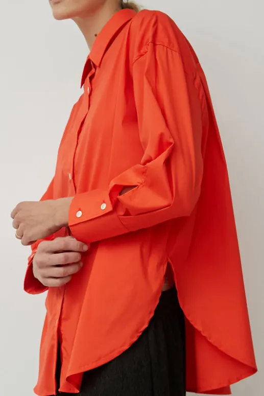 No.6 Store Oversize Cotton Shirt in Coral