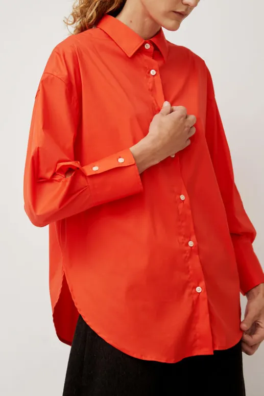No.6 Store Oversize Cotton Shirt in Coral