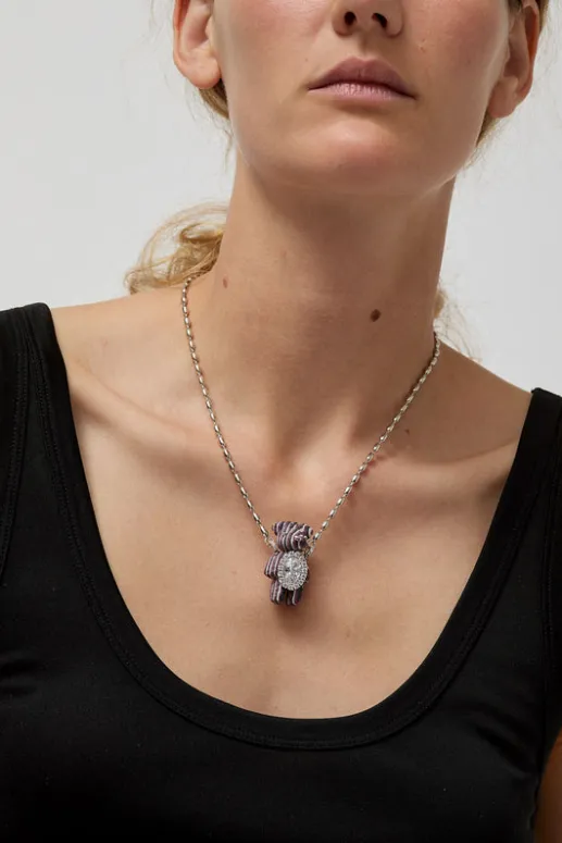 No.6 Store Pattern Wooden Bear in Purple