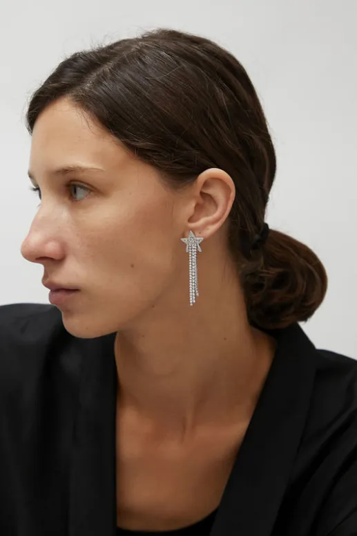 No.6 Store Pave Star Drop Earrings in White