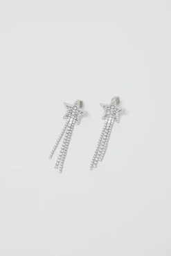 No.6 Store Pave Star Drop Earrings in White
