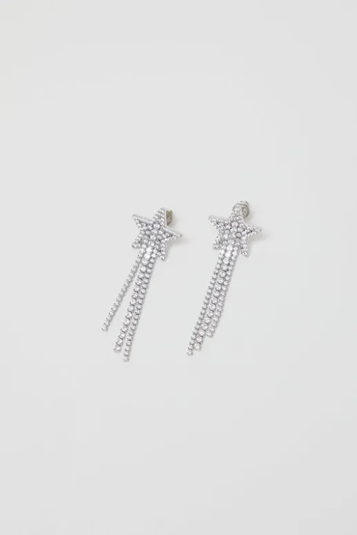 No.6 Store Pave Star Drop Earrings in White