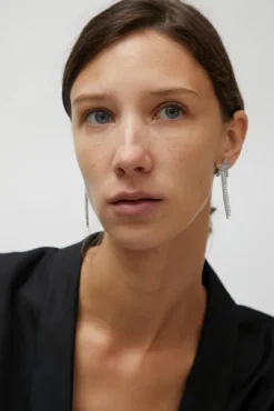 No.6 Store Pave Star Drop Earrings in White
