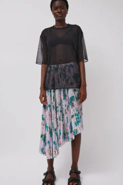 No.6 Store Pleated Asymmetric Skirt in Floral