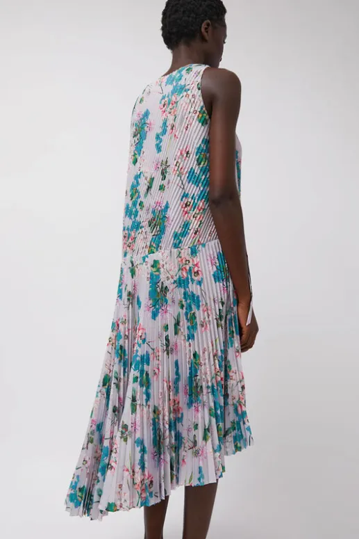 No.6 Store Pleated Asymmetric Sleeveless Dress in Floral