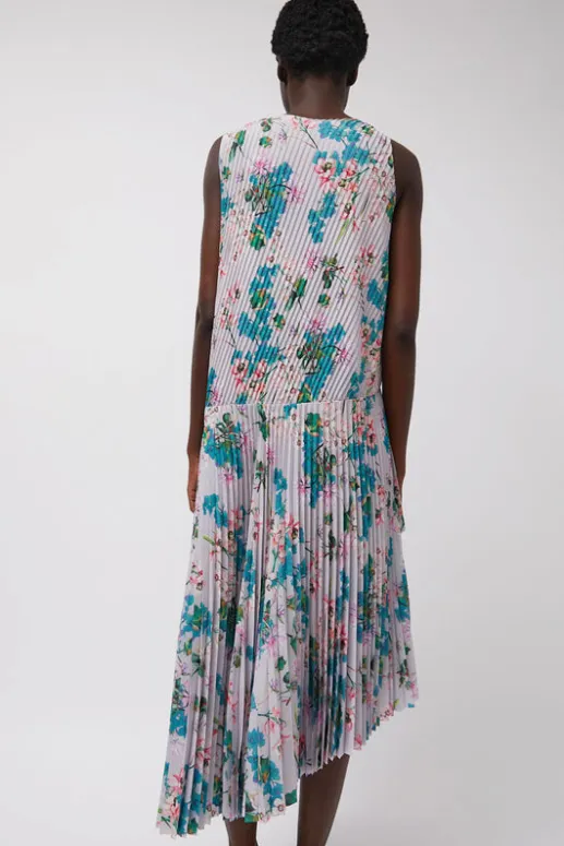 No.6 Store Pleated Asymmetric Sleeveless Dress in Floral