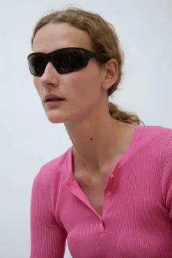 No.6 Store Raven Sunglasses in Matte Black and Green