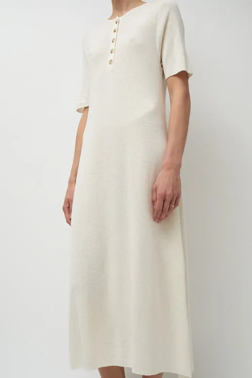 No.6 Store Rib Henley Dress in Bone