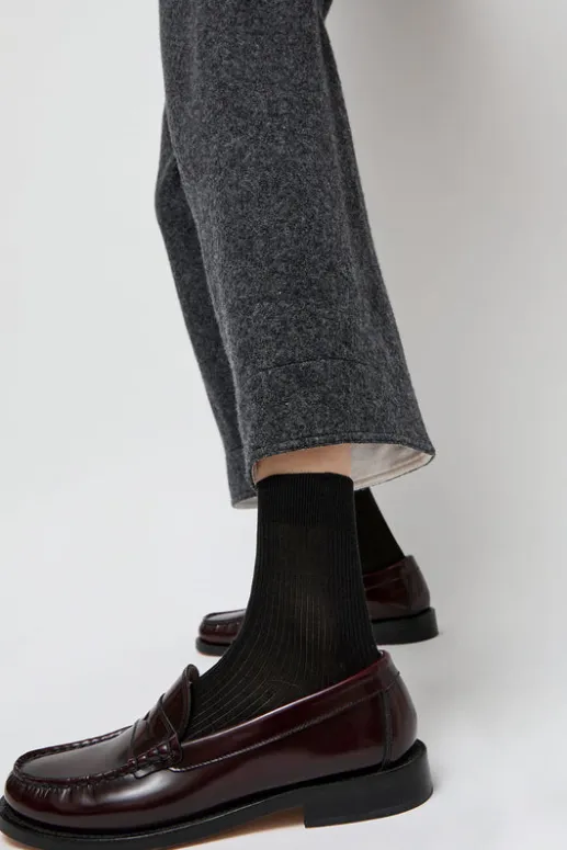 No.6 Store Ribbed Ankle Socks in Nero