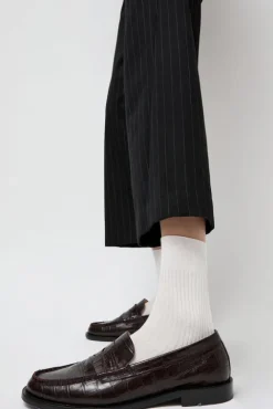 No.6 Store Ribbed Mid Calf Bio Cotton Socks in Off White