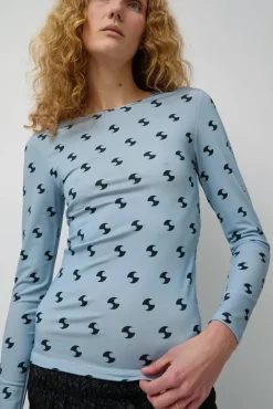 No.6 Store Sara Lycra Top in Blue and Black