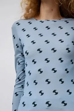 No.6 Store Sara Lycra Top in Blue and Black