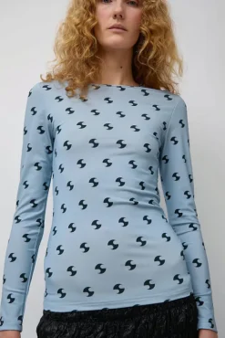 No.6 Store Sara Lycra Top in Blue and Black