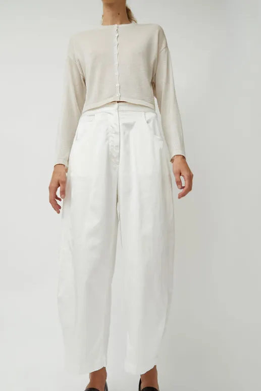 No.6 Store Satin Curved Pants in White