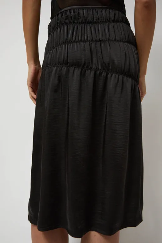 No.6 Store Satin Gather Long Skirt in Black