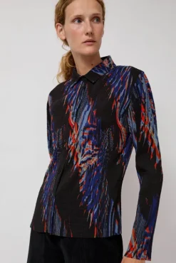 No.6 Store Silhouette Plisse Shirt in Blue Shadow Wing