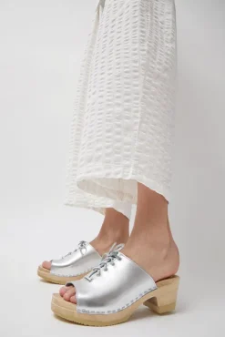 No.6 Store Simone Clog on Mid Heel in Silver