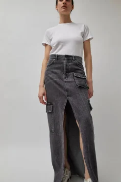 No.6 Store Skylar Denim Skirt in Marble Black
