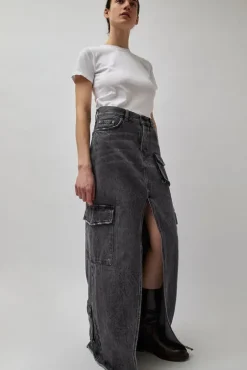 No.6 Store Skylar Denim Skirt in Marble Black