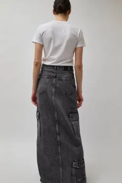 No.6 Store Skylar Denim Skirt in Marble Black
